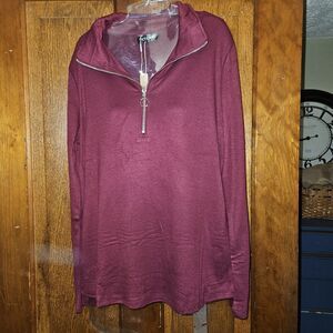 Ticticmiss Womens M Maroon M Sweatshirt Half Zip Pullover Tops New